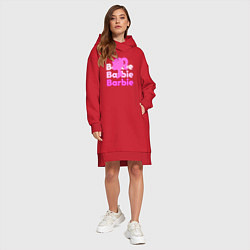 Женское худи-платье Логотип Барби объемный, цвет: красный — фото 2