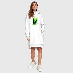 Женское худи-платье Крипер - Майнкрафт, цвет: белый — фото 2