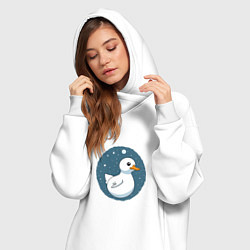 Женское худи-платье Утка в космосе, цвет: белый — фото 2