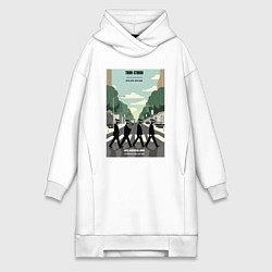 Женское худи-платье Skibidi toilet Beatles cameramen, цвет: белый