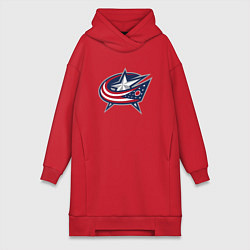 Женское худи-платье Columbus blue jackets - hockey team - emblem, цвет: красный