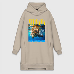 Женская толстовка-платье Кот Нирвана