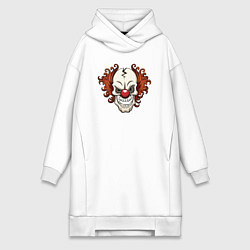 Женское худи-платье Clown skull, цвет: белый