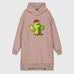 Женское худи-платье PvZ Кактус, цвет: пыльно-розовый