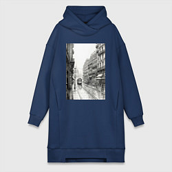 Женская толстовка-платье Черно-белый париж