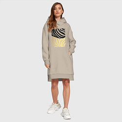 Женское худи-платье Принт зебра черно- золотой, цвет: миндальный — фото 2