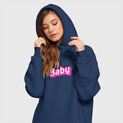 Женское худи-платье Baby: pink barbie style, цвет: тёмно-синий — фото 2