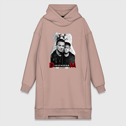 Женское худи-платье Depeche Mode - Dave Gahan and Martin Gore, цвет: пыльно-розовый