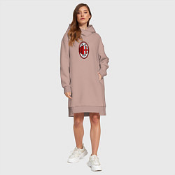 Женское худи-платье Футбольный клуб Milan, цвет: пыльно-розовый — фото 2