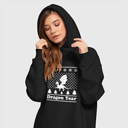 Женское худи-платье Sweater dragon year, цвет: черный — фото 2