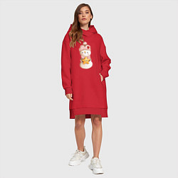 Женское худи-платье Милый снеговик, цвет: красный — фото 2