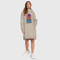 Женское худи-платье Кибер зомби Киберпанк, цвет: миндальный — фото 2