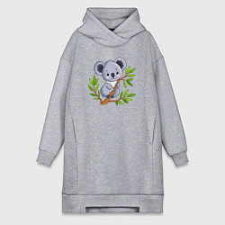 Женское худи-платье Коала на дереве, цвет: меланж