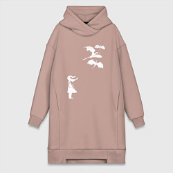 Женская толстовка-платье Девочка и драконы