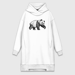 Женское худи-платье Панда гуляет, цвет: белый