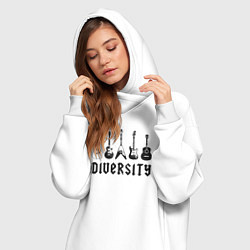 Женское худи-платье Разнообразие гитар, цвет: белый — фото 2