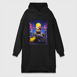 Женское худи-платье Cyber Homer Simpson - ai art, цвет: черный