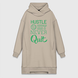 Женское худи-платье Hustle hit never quit, цвет: миндальный