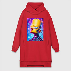 Женское худи-платье Cyber Bart Simpson - ai art, цвет: красный