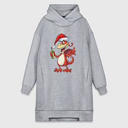 Женская толстовка-платье Новогодний дракон с шампанским