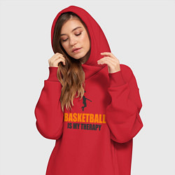 Женское худи-платье Баскетбол моя терапия, цвет: красный — фото 2