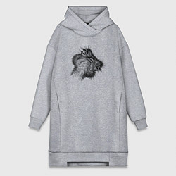 Женское худи-платье Страус дерзкий, цвет: меланж