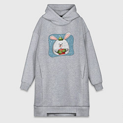 Женская толстовка-платье Заяц с подарком