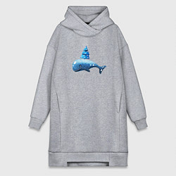 Женская толстовка-платье Кит и елка