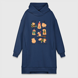 Женская толстовка-платье Капибары зимой