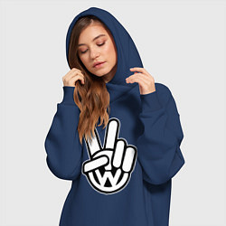 Женское худи-платье Volkswagen peace, цвет: тёмно-синий — фото 2