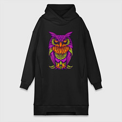 Женское худи-платье Purple owl, цвет: черный