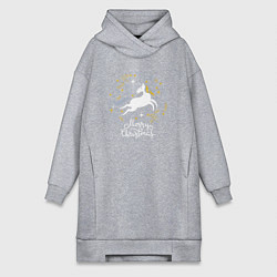 Женская толстовка-платье Unicorn christmas