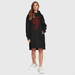 Женское худи-платье Дракон красного цвета, цвет: черный — фото 2