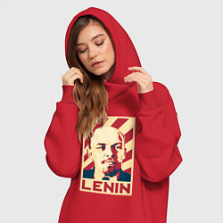 Женское худи-платье Vladimir Lenin, цвет: красный — фото 2