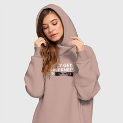 Женское худи-платье I only get on my knees - Tian guan ci fu, цвет: пыльно-розовый — фото 2