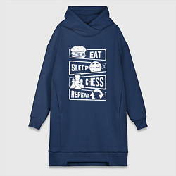 Женская толстовка-платье Еда сон шахматы
