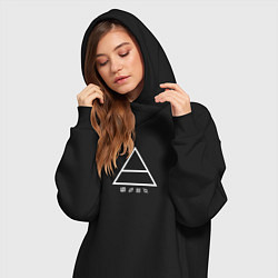Женское худи-платье 30 Seconds to mars логотип треугольник, цвет: черный — фото 2