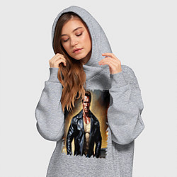 Женское худи-платье Арнольд Шварценеггер терминатор, цвет: меланж — фото 2