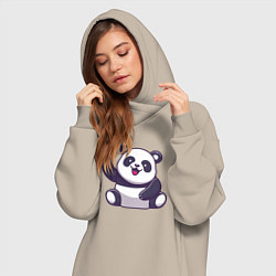 Женское худи-платье Привет от панды, цвет: миндальный — фото 2