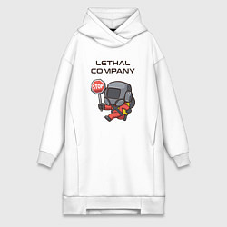 Женское худи-платье Lethal company: Stop Please, цвет: белый