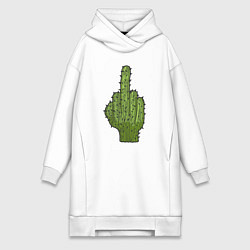 Женское худи-платье Cactus fuck, цвет: белый