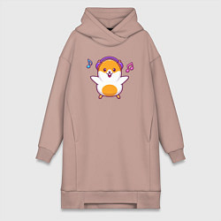 Женская толстовка-платье Музыкальный хомяк