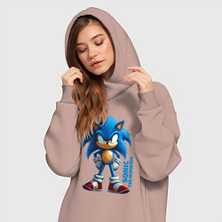 Женское худи-платье Sonic - poster style, цвет: пыльно-розовый — фото 2