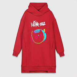 Женское худи-платье Blink 182 rock star cat, цвет: красный