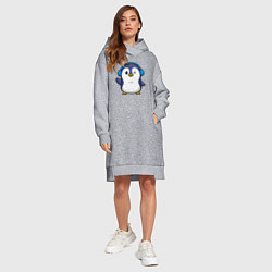 Женское худи-платье Привет от пингвина, цвет: меланж — фото 2