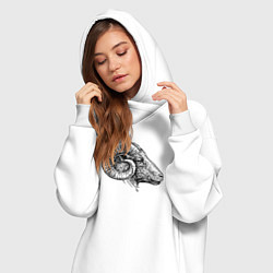 Женское худи-платье Профиль барана, цвет: белый — фото 2