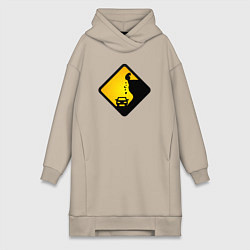 Женская толстовка-платье Знаки опасности - медведь
