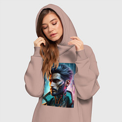 Женское худи-платье Cyber dude - ai art, цвет: пыльно-розовый — фото 2