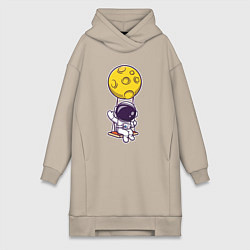 Женская толстовка-платье Космонавт на качелях
