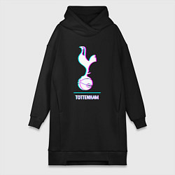 Женское худи-платье Tottenham FC в стиле glitch, цвет: черный